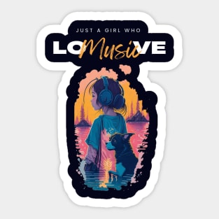 Just a girl who love music cute vintage music graphic design Sticker